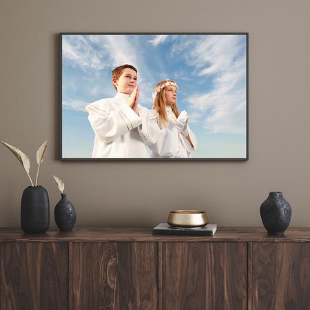 Your photo as a poster + turquoise frame 50x40 cm