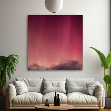 Canvas Print Space Northern Lights Red Sky 90x90