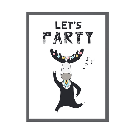 Let's party Birthday Poster 50X70 cm + gray stone frame