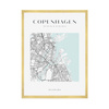 Poster Map of Copenhagen square 40X50 cm + gold frame