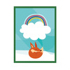 Children's fox rainbow poster 40X50 cm + green frame