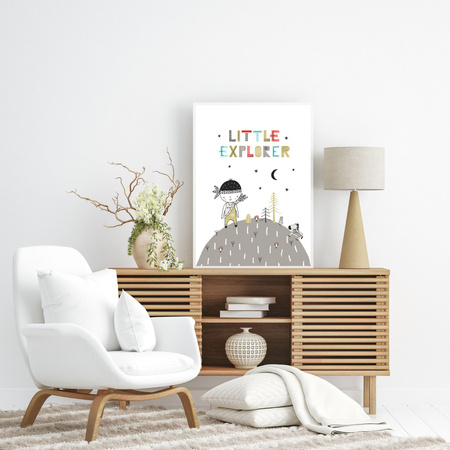 Children's poster Little explorer_2 40X50 cm + gold frame