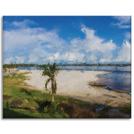 Canvas Print Beach Water Palm Sun Lake 100x80 cm