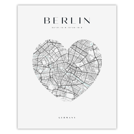 Poster Berlin city map heart 40X50 cm + gold frame