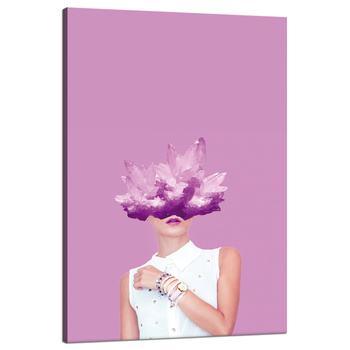 Canvas Print Woman Pink Purple Crystals 80x120 cm