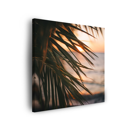 Canvas Print Nature Beach Palm Tree Sea Sunset 90x90