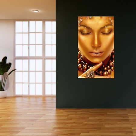 Canvas Print Woman with a Golden Face Jewelry Art 80x120 cm