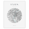 Poster Map of Lyon city circle 40X50 cm + gold frame