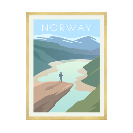 Poster Country of Norway 40X50 cm + gold frame
