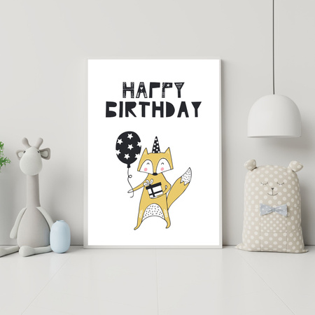 Birthday Poster Happy birthday 50X70 cm + gray stone frame