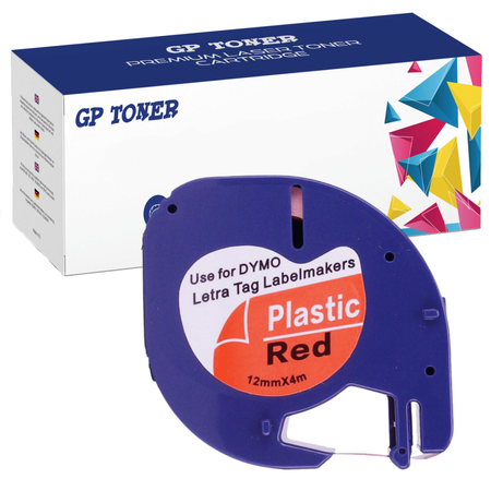 Dymo Tape LetraTag 59424 12mm x 4m Red Plastic - replacement GP-DY59424