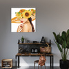 Canvas Print Summer Woman Beauty Hat Flowers 90X90 cm