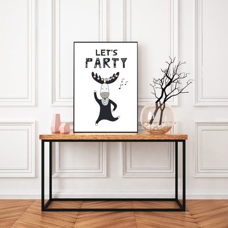 Let's party Birthday Poster 24X30 cm + silver frame