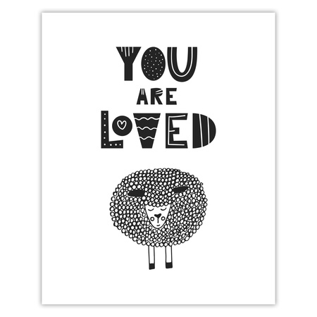 Children's poster You are loved 40X50 cm + gold frame