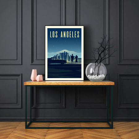 Poster of the City of Los Angeles 40X50 cm + gold frame
