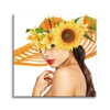 Canvas Print Summer Woman Beauty Hat Flowers 90X90 cm