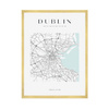 Poster Dublin city map square 40X50 cm + gold frame
