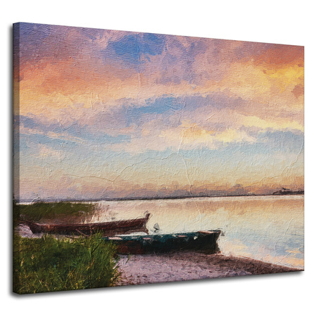 Picture on canvas Oil Painting Boats on the Shore 100x80 cm