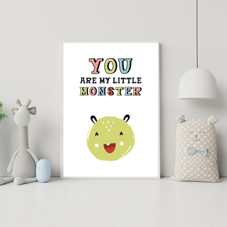 Children's poster You are my little monster 40X50 cm + gold frame