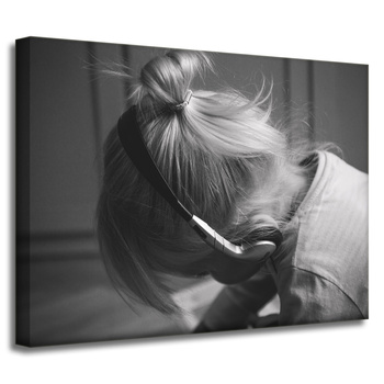 Canvas Print People Girl in Headphones 40x30 cm