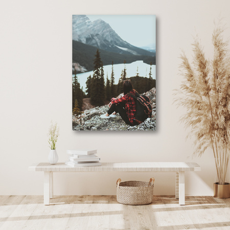 Canvas Print People Mountains Woman on the Trail 80x120