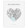 Poster Melbourne city map heart 40X50 cm + gold frame