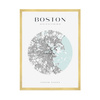 Poster Boston city map circle 40X50 cm + gold frame