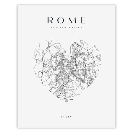 Poster Rome city map heart 40X50 cm + gold frame