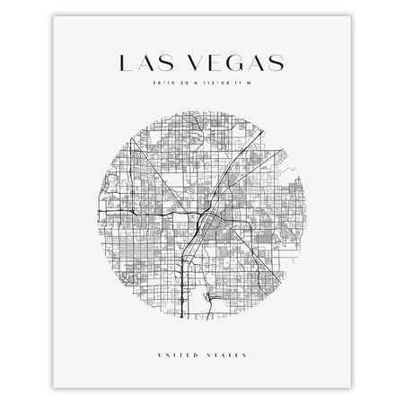 Poster Las Vegas city map circle 40X50 cm + gold frame