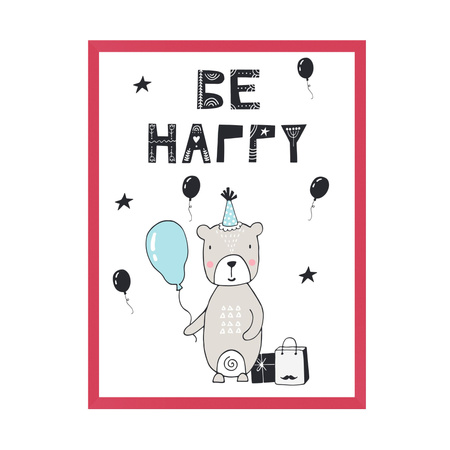 Be happy Birthday Poster 30X40 cm + amaranth frame