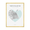 Poster Shanghai city map heart 40X50 cm + gold frame