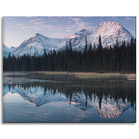 Canvas Print Lake Surface Water Forests Snowy Mountains 100x80 cm