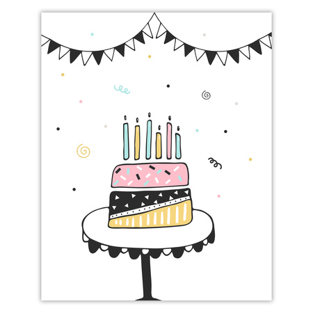 Birthday Cake Poster 40X50 cm + silver frame