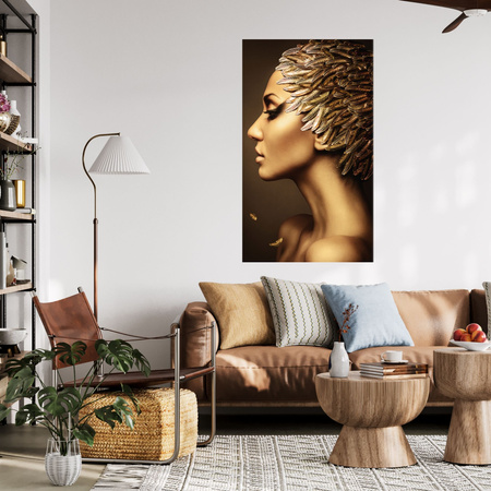 Canvas Print Profile of a Golden Woman Modern Style 80x120 cm