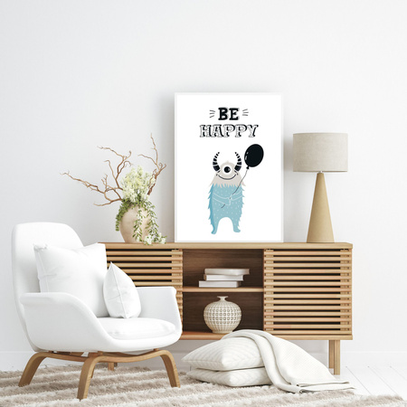 Children's Be Happy poster 40X50 cm + gold frame