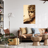 Canvas Print Pensive Woman Golden Colors Feathers 80x120 cm