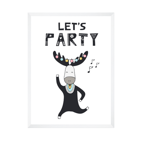 Let's party Birthday Poster 40X50 cm + white frame