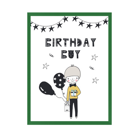 Birthday poster Birthday guy 21X29.7 cm + green frame