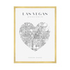 Poster Las Vegas city map heart 40X50 cm + gold frame
