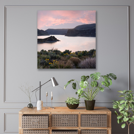 Canvas Print Nature Mountains Water Sky Flowers Plants 90x90
