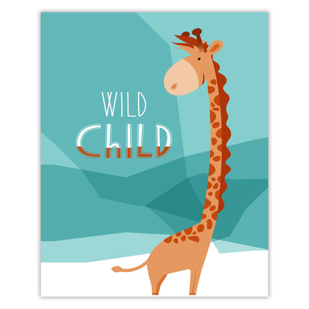 Children's poster Wild child Giraffe 40X50 cm + red frame