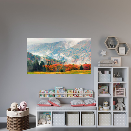 Canvas Print Mountain Forests Meadows Clouds Nature 100x80 cm