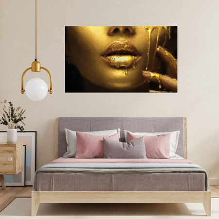 Canvas Print Golden Woman Face Golden Lips 100x80 cm