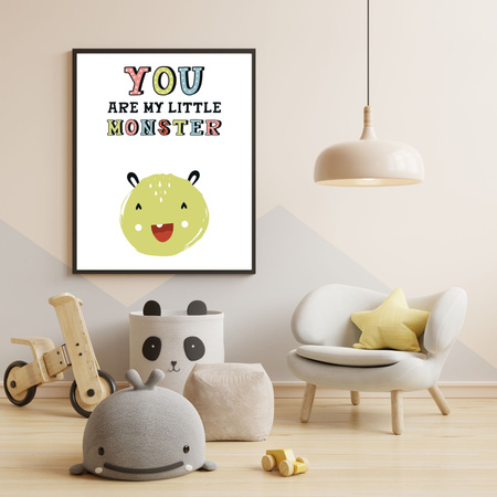 Children's poster You are my little monster 40X50 cm + gold frame