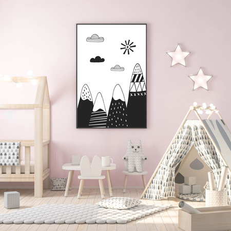Poster Children's Sunny Mountains 40X50 cm + gold frame