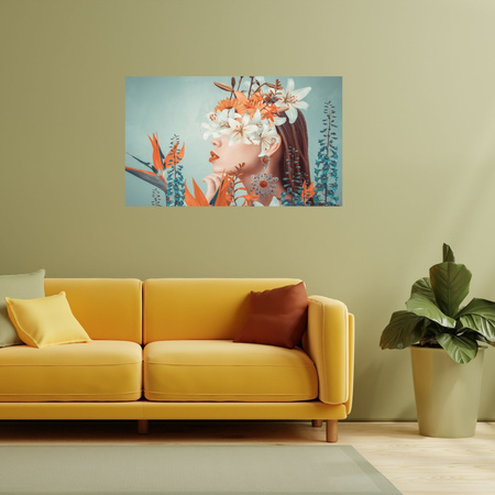 Canvas Print Girl Beauty Flowers Nature 100x80 cm