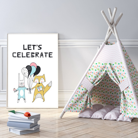 Birthday Poster Let's celebrate_2 24X30 cm + frame turquoise sea