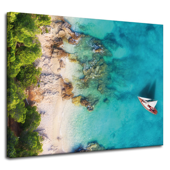 Canvas Print Coast Forests Water Rocks Shore 100x80 cm