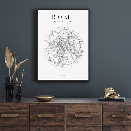 Poster Rome city map circle 40X50 cm + gold frame