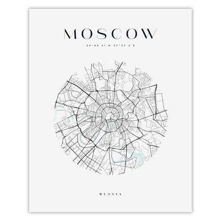 Poster Moscow city map circle 40X50 cm + gold frame